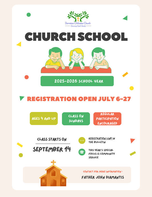 Church School Registration for 2025-2026